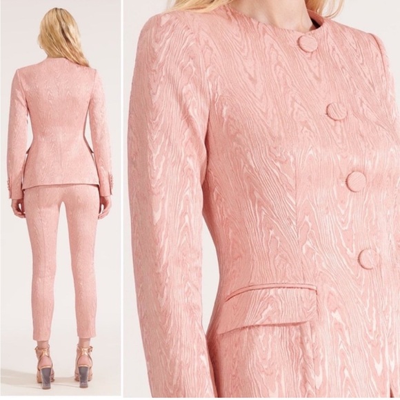 NWT Veronica Beard Pink Textured Blazer & Pants Suit Set Blazer 4 Pants 6 - Picture 4 of 13